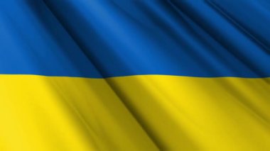 Ukrayna 'nın dalgalanan arka planının tekstil ipek bayrağını kapatın. Avrupa ülkesinin ulusal sembolü. Demokrasi ve özgürlük kavramı. 3D animasyon 1080p Tam HD