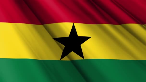 Közel Reális Textúra Textúra Selyem Szatén Zászló Ghána Lengő Háttér — Stock videók