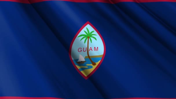 Nahaufnahme Realistische Textur Stoff Textil Seide Satin Flagge Von Guam — Stockvideo