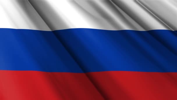 Primer Plano Realista Textil Seda Satén Bandera Rusia Ondeando Fondo — Vídeos de Stock