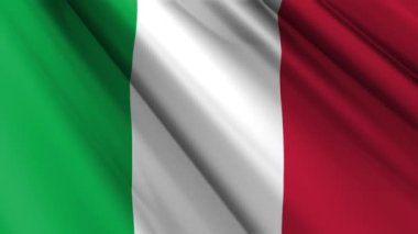 Dalgalanan arka planda sallanan İtalya 'nın gerçekçi dokusu, ipek saten bayrağını kapatın. Ülkenin ulusal sembolü. 2 Haziran, Mutlu Günler konsepti. 3D animasyon 1080p Tam HD