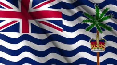 İngiliz Hint Okyanusu Toprakları 'nın dalgalanan arka planının gerçekçi kumaş ipekten saten bayrağını kapatın. Ülkenin ulusal sembolü. 3D animasyon 1080p Tam HD