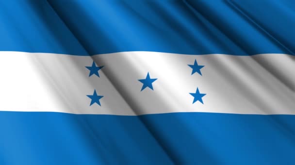Närbild Realistisk Textur Textil Silke Satin Flagga Honduras Viftande Fladdrande — Stockvideo