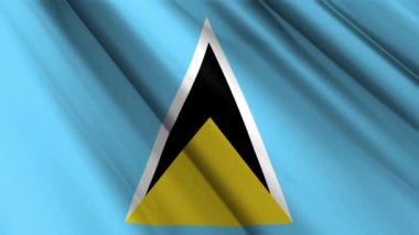 Saint Lucia 'nın dalgalanan arka planının tekstil ipek ipek saten bayrağını kapatın. Ülkenin ulusal sembolü. 13 Aralık, Mutlu Günler konsepti. 3D animasyon 1080p Tam HD