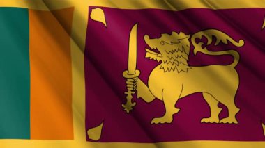 Sri Lanka dalgalanan arka planının tekstil ipek saten bayrağını kapat. Ülkenin ulusal sembolü. 4 Şubat, Mutlu Günler konsepti. 3D animasyon 1080p Tam HD
