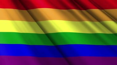 LGBT Gurur dalgalanan arka planının gerçekçi dokusu gökkuşağı tekstil ipek saten bayrağı. Lezbiyen, gey, biseksüel, transseksüel toplum sembolü renkler. 3D animasyon 1080p Tam HD