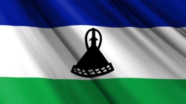 Lesotho dalgalanan arka planda sallanan saten bayrağın gerçekçi dokuyu kapat. Ülkenin ulusal sembolü. 4 Ekim, Mutlu Günler konsepti. 3D animasyon 1080p Tam HD