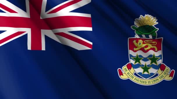 Close Realistico Tessitura Seta Raso Bandiera Delle Isole Cayman Sventolando — Video Stock