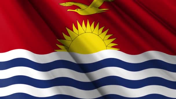 Feche Tela Textura Realista Bandeira Cetim Seda Têxtil Kiribati Acenando — Vídeo de Stock