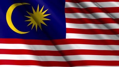 Malezya 'nın dalgalanan arka planının gerçekçi dokusu tekstil ipek saten bayrağını kapat. Ülkenin ulusal sembolü. 31 Ağustos, Mutlu Günler konsepti. 3D animasyon 1080p Tam HD
