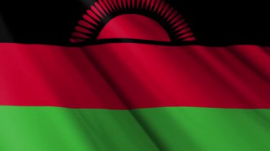 Malawi dalgalanan arka planının tekstil ipek saten bayrağını kapat. Ülkenin ulusal sembolü. 6 Temmuz, Mutlu Günler konsepti. 3D animasyon 1080p Tam HD