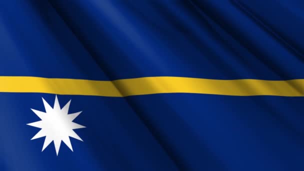 Detailní Realistická Textura Textilní Hedvábí Saténová Vlajka Nauru Mávání Třepotající — Stock video