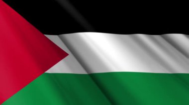 Filistin 'in dalgalanan arka planının tekstil ipek saten bayrağını kapatın. Ülkenin ulusal sembolü. 15 Kasım, Mutlu Günler konsepti. 3D animasyon 1080p Tam HD