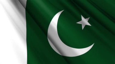 Pakistan 'ın dalgalanan arka planının gerçekçi dokusu, ipek ipek saten bayrağını kapatın. Ülkenin ulusal sembolü. 23 Mart, Mutlu Günler konsepti. 3D animasyon 1080p Tam HD