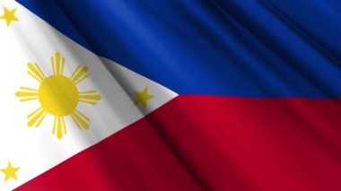 Filipinler 'in dalgalanan arka planında sallanan gerçekçi dokuya yakın tekstil ipek saten bayrağı. Ülkenin ulusal sembolü. 12 Haziran, Mutlu Günler konsepti. 3D animasyon 1080p Tam HD