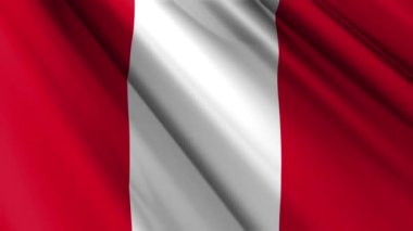 Peru 'nun dalgalanan arka planının tekstil ipek saten bayrağını kapat. Ülkenin ulusal sembolü. 28 Temmuz, Mutlu Günler konsepti. 3D animasyon 1080p Tam HD