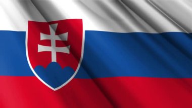 Close up realistic texture textile silk satin flag of Slovakia waving fluttering background. National symbol of the country. 1st of September, Happy Day concept. 3D animation 1080p Full HD