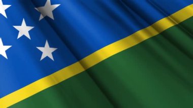Sallanan arka planda, Solomon Adaları 'nın gerçekçi kumaş ipekten saten bayrağını kapatın. Ülkenin ulusal sembolü. 7 Temmuz, Mutlu Günler konsepti. 3D animasyon 1080p Tam HD