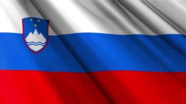 Slovenya 'nın dalgalanan arka planının gerçekçi dokusu, ipek ipek saten bayrağını kapatın. Ülkenin ulusal sembolü. 25 Haziran, Mutlu Günler konsepti. 3D animasyon 1080p Tam HD