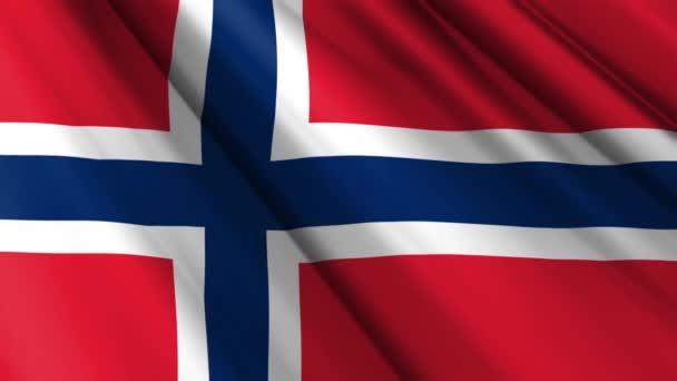 Zamknij Realistyczne Tekstury Tkaniny Jedwabne Satynowa Flaga Svalbard Jan Mayen — Wideo stockowe