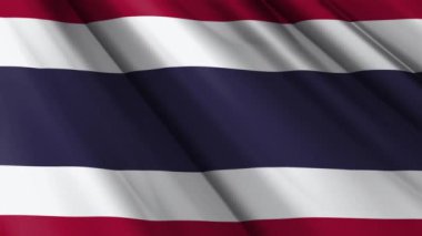 Tayland 'ın dalgalanan arka planının gerçekçi kumaş ipekten saten bayrağını kapat. Ülkenin ulusal sembolü. 5 Aralık, Mutlu Günler konsepti. 3D animasyon 1080p Tam HD