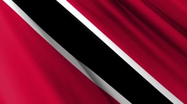 Trinidad ve Tobago 'nun dalgalanan arka planının gerçekçi kumaş kumaş kumaş ipek saten bayrağını kapatın. Ülkenin ulusal sembolü. 31 Ağustos, Mutlu Günler konsepti