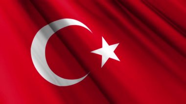 Türkiye 'nin dalgalı arka planında dalgalanan gerçekçi kumaş ipekten saten bayrağını kapatın. Ülkenin ulusal sembolü. 29 Ekim, Mutlu Günler konsepti. 3D animasyon 1080p Tam HD