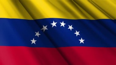 Venezuela 'nın dalgalanan arka planının tekstil ipek saten bayrağını kapatın. Ülkenin ulusal sembolü. 5 Temmuz, Mutlu Günler konsepti. 3D animasyon 1080p Tam HD