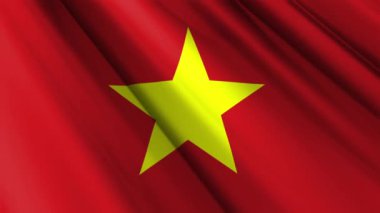 Close up realistic texture textile silk satin flag of Vietnam waving fluttering background. National symbol of the country. 2nd of September, Happy Day concept. 3D animation 1080p Full HD
