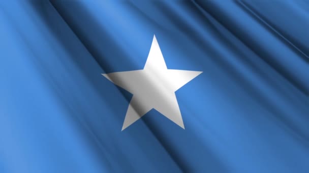 Закрыть Реалистичную Текстуру Текстильного Шелкового Флага Сомали Размахивая Дрожащим Фоном — стоковое видео
