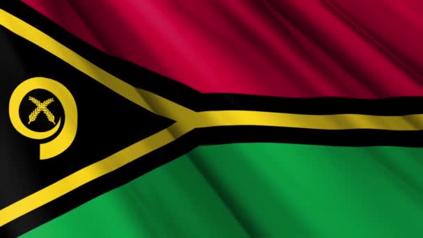 Zamknij Realistyczne Tekstury Tkaniny Jedwabne Satynowa Flaga Vanuatu Falujące Tło — Wideo stockowe