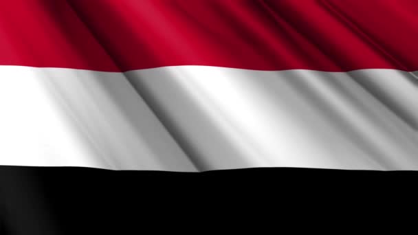 Feche Textura Realista Bandeira Cetim Seda Têxtil Iêmen Acenando Fundo — Vídeo de Stock