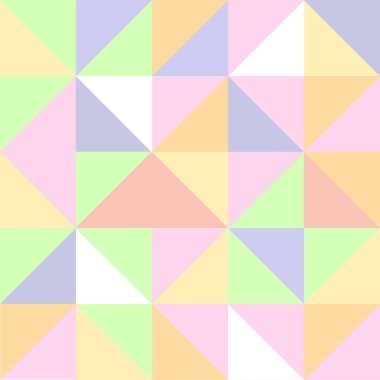 Pastel rengin geometrik deseni. Yüzey tasarımı, kumaş, kapak, ambalaj kağıdı ve çocuk projeleri için soluk bahar ışığı renk paleti motifi.