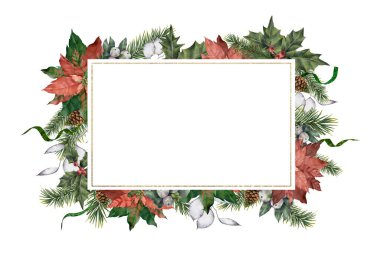 Noel süsleri, davetiyeler, kutlamalar, partiler için Noel çerçevesi. Tasarımınız için kullanılabilir.