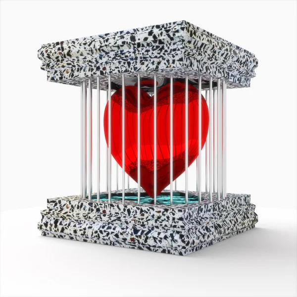 3d heart in a cage. — Stock Photo, Image