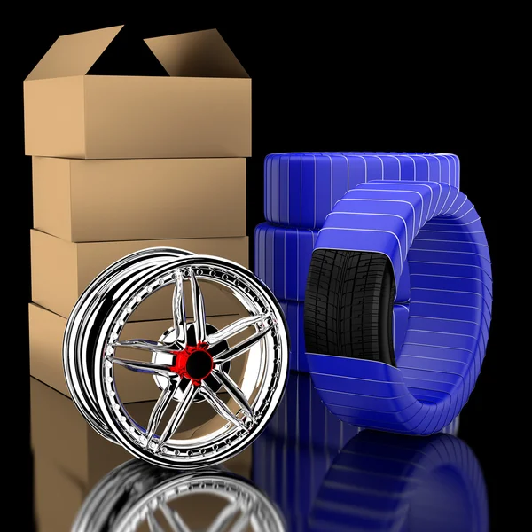 3D kola a pneumatiky. — Stock fotografie