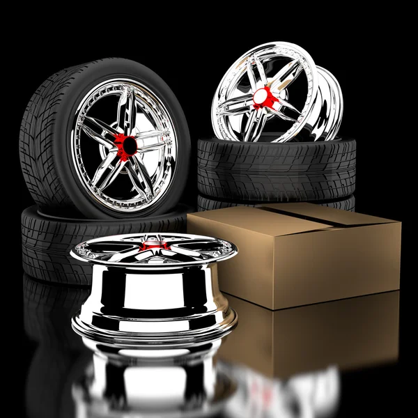 Ruedas 3d y neumático . — Foto de Stock