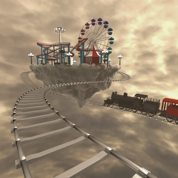 3D парк развлечений на облаках . — стоковое фото
