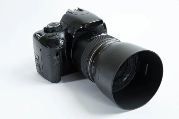 Professional photo camera with photo lens — Stock Photo, Image