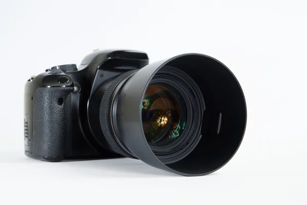 Professional photo camera with photo lens — Stock Photo, Image