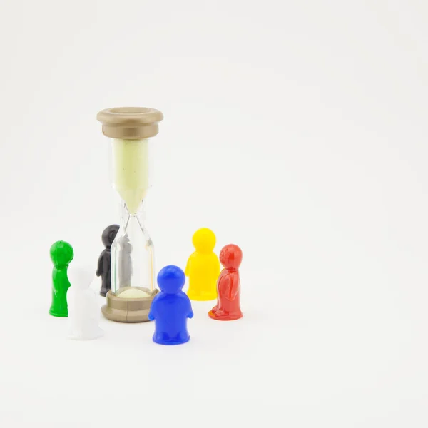 Colorful plastic toy people on white background — Stock Photo, Image