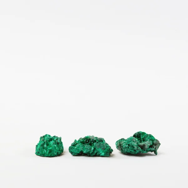 Three green malachite minerals — Stock Photo, Image