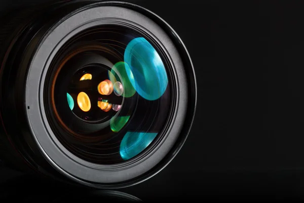 Professional photo lens in dark background — Stock Photo, Image