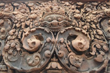 Carving of mandapa at Banteay Sreiz, Cambodia clipart