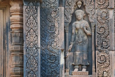 oyma bir devata banteay srei Tapınağı Duvar - siem reap, Kamboçya