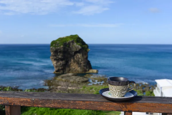 Breakfast with seaview and sail rock view, Taiwan — Stock Photo, Image