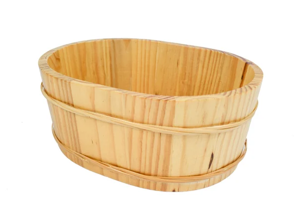 Wooden bathtub - wooden bathtub in barrel shape chinese style — Stock Photo, Image