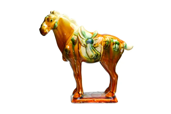 Tri barvy tang keramika koně od starověké Číny — Stock fotografie