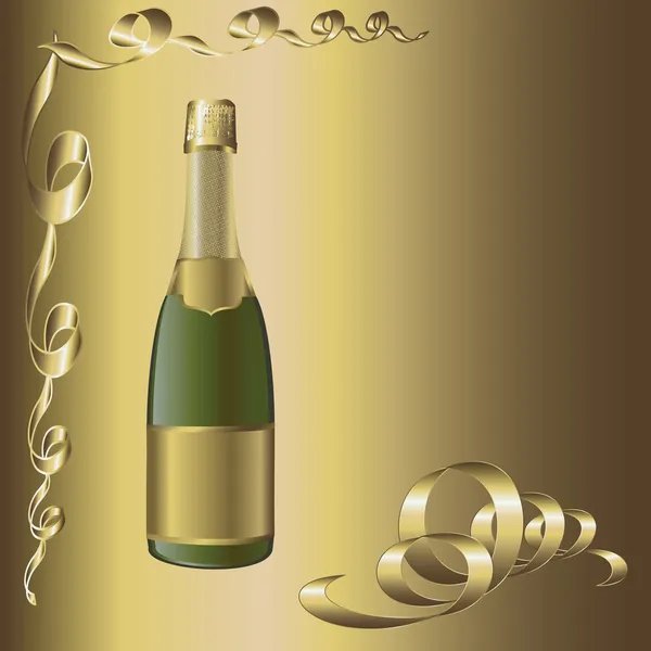 Champagne against the Golden background - vector illustration — Stock Vector