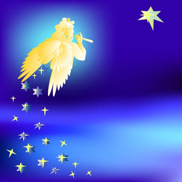 Engel is ingenomen met de ster van de muziek van de magi-vector illustratie Vectorbeelden